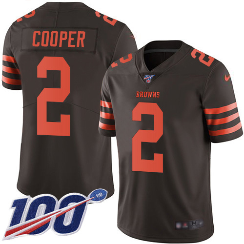 Browns #2 Amari Cooper Brown Men's Stitched Limited Rush 100th Season Jersey