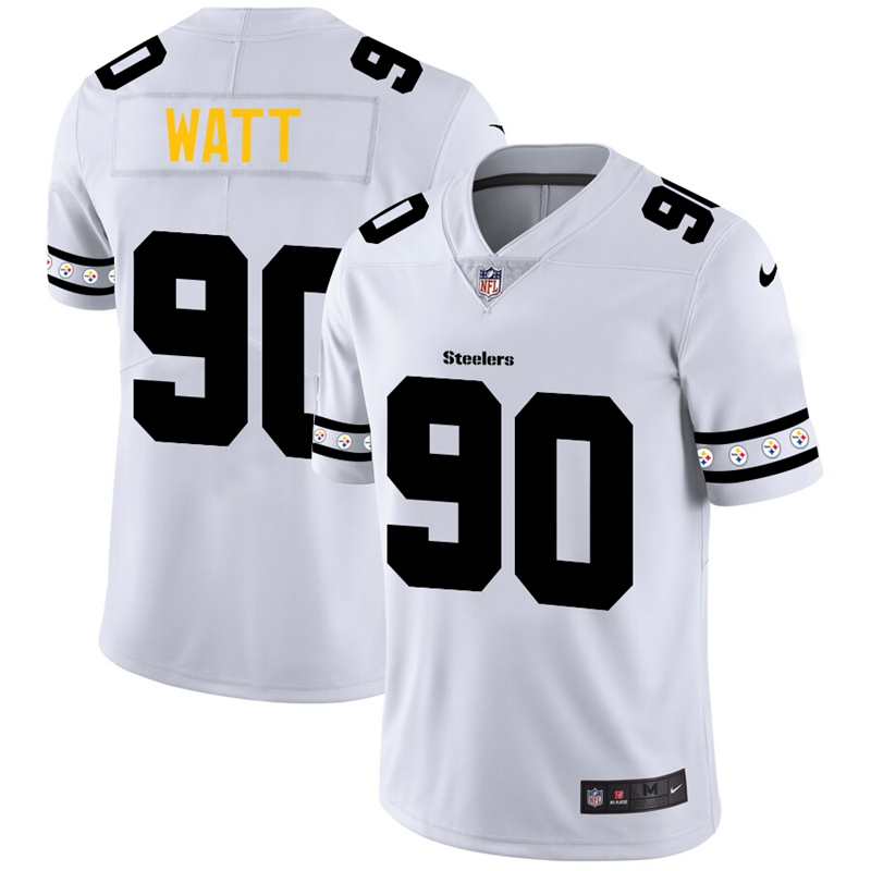 Pittsburgh Steelers #90 T.J. Watt White Team Logo Vapor Limited Jersey