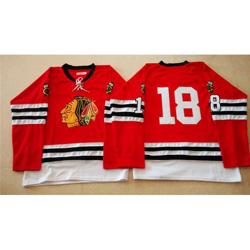 Mitchell And Ness 1960-61 Chicago Blackhawks #18 Denis Savard Red Stitched Jersey Men's