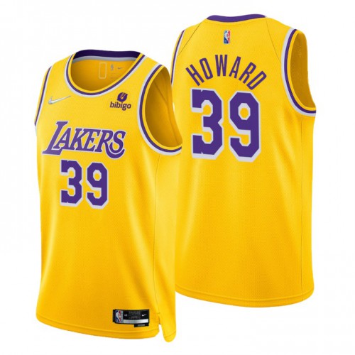 Los Angeles Lakers #39 Dwight Howard Gold Mens 2021-22 75th Anniversary Diamond Swingman Jersey - Icon Edition Mens