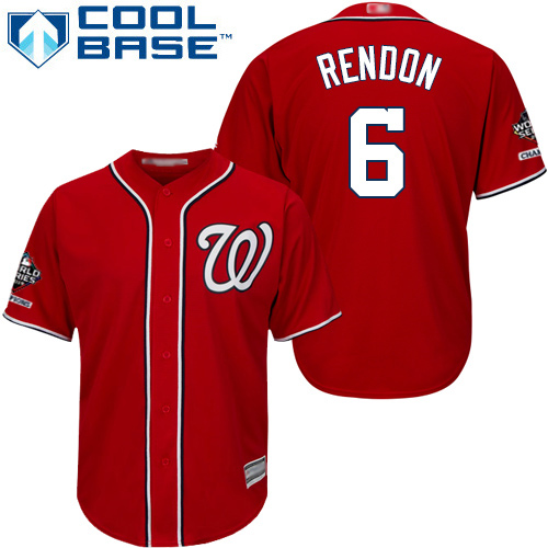 Washington Nationals #6 Anthony Rendon Red Cool Base 2019 World Series Champions Stitched Youth Jersey Youth