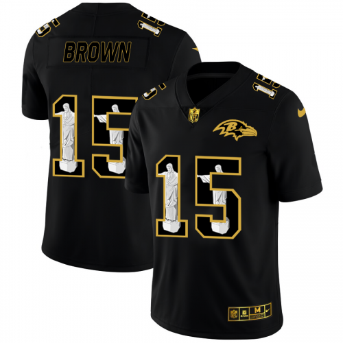 Baltimore Baltimore Ravens #15 Marquise Brown Carbon Black Vapor Cristo Redentor Limited Jersey Men's