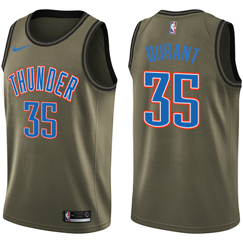 Oklahoma City Thunder #35 Kevin Durant Green Salute to Service Youth Swingman Jersey Youth