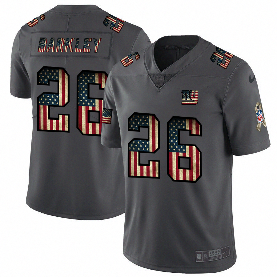 New York Giants #26 Saquon Barkley 2018 Salute To Service Retro USA Flag Limited Jersey