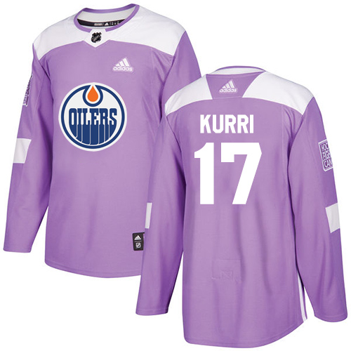 Adidas Edmonton Oilers #17 Jari Kurri Purple Authentic Fights Cancer Stitched Jersey Men's