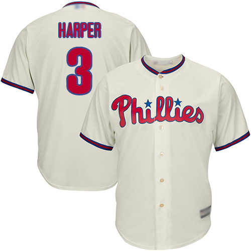 Philadelphia Phillies #3 Bryce Harper Cream New Cool Base Stitched Jersey Men's