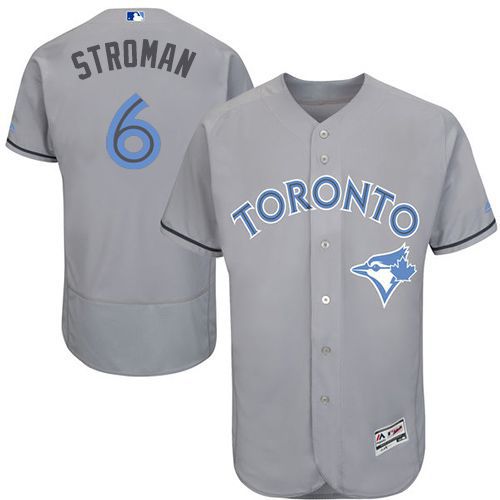 Toronto Blue Jays #6 Marcus Stroman Grey Flexbase Authentic Collection Father's Day Stitched Jersey Men's