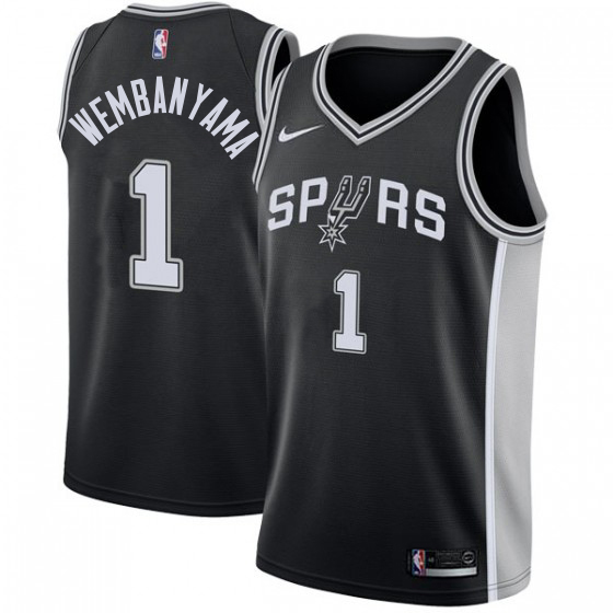 San Antonio Spurs #1 Victor Wembanyama Black Women's Swingman Icon Edition Jersey