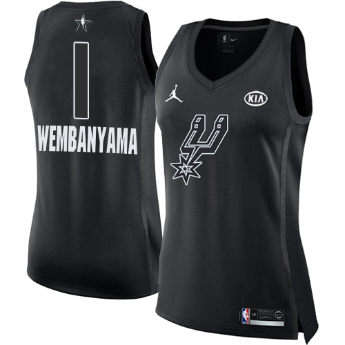 San Antonio Spurs #1 Victor Wembanyama Black Women's Jordan Swingman 2018 All-Star Game Jersey