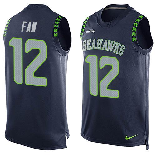 Seahawks #12 Fan Steel Blue Team Color Men's Stitched Limited Tank Top Jersey