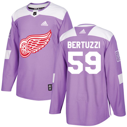 Adidas Detroit Red Wings #59 Tyler Bertuzzi Purple Authentic Fights Cancer Stitched Youth Jersey Youth