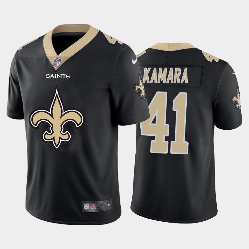 New Orleans Saints #41 Alvin Kamara Black Men's Big Team Logo Vapor Limited Jersey