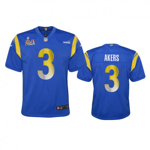 Los Angeles Los Angeles Rams #3 Cam Akers Youth Super Bowl LVI Patch Game Jersey - Royal Youth