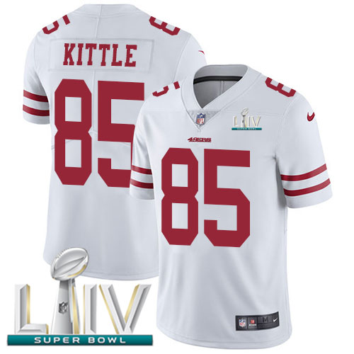 49ers #85 George Kittle White Super Bowl LIV 2020 Youth Stitched Vapor Untouchable Limited Jersey
