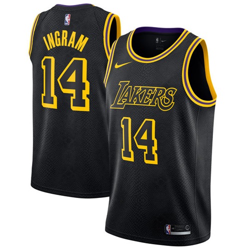 Los Angeles Lakers #14 Brandon Ingram Black Swingman City Edition Jersey Mens