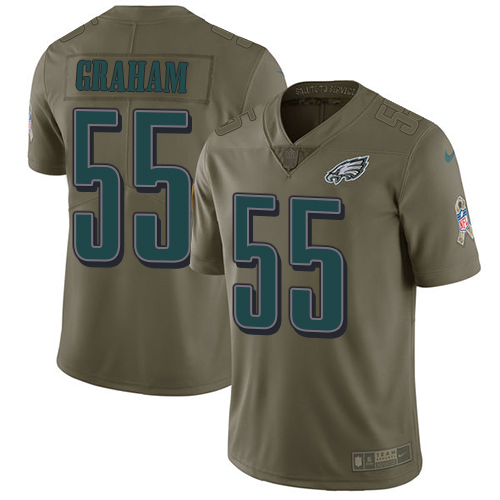 Eagles #55 Brandon Graham Olive Youth Stitched Limited 2017 Salute To Service Jersey