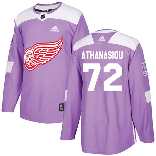 Adidas Detroit Red Wings #72 Andreas Athanasiou Purple Authentic Fights Cancer Stitched Jersey Men's
