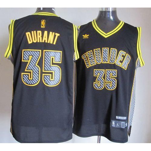 Oklahoma City Thunder #35 Kevin Durant Black Electricity Fashion Stitched Jersey Mens