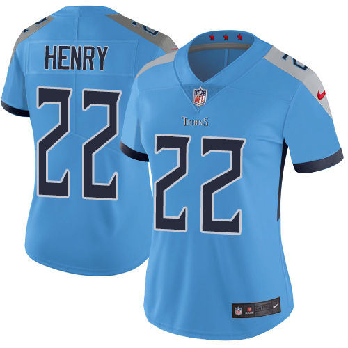 Titans #22 Derrick Henry Light Blue Alternate Women's Stitched Vapor Untouchable Limited Jersey