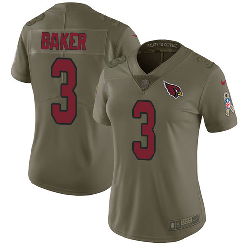 Cardinals #3 Budda Baker Olive Women's Stitched Limited 2017 Salute To Service Jersey