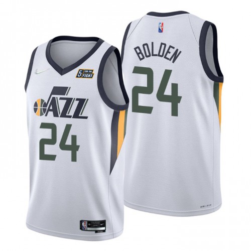 Utah Jazz #24 Marques Bolden White Mens 2021-22 75th Anniversary Diamond Swingman Jersey - Association Edition Mens