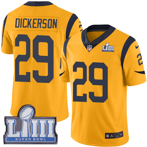 Rams #29 Eric Dickerson Gold Super Bowl LIII Bound Youth Stitched Limited Rush Jersey