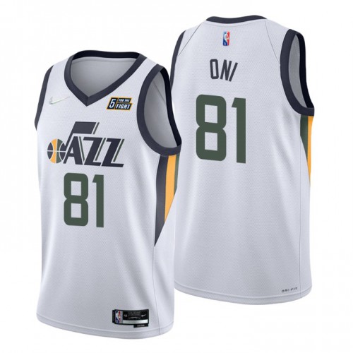 Utah Jazz #81 Miye Oni White Mens 2021-22 75th Anniversary Diamond Swingman Jersey - Association Edition Mens