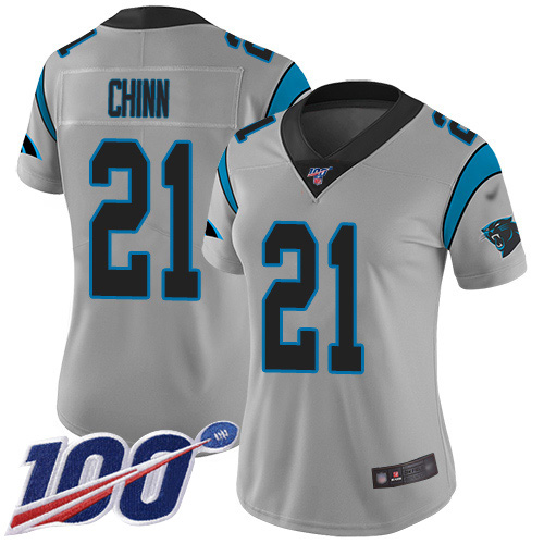Panthers #21 Jeremy Chinn Silver Women's Stitched Limited Inverted Legend 100th Season Jersey