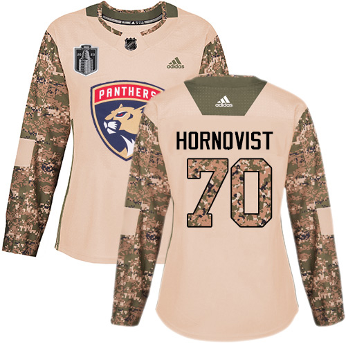 Adidas Panthers #70 Patric Hornqvist Camo Authentic 2023 Stanley Cup Final Patch Veterans Day Women's Stitched Jersey