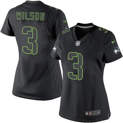 Seattle Seahawks #3 Russell Wilson Black Impact Women's Stitched Limited Jersey Womens