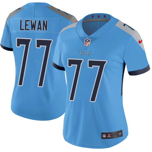 Tennessee Titans #77 Taylor Lewan Light Blue Alternate Women's Stitched Vapor Untouchable Limited Jersey Womens