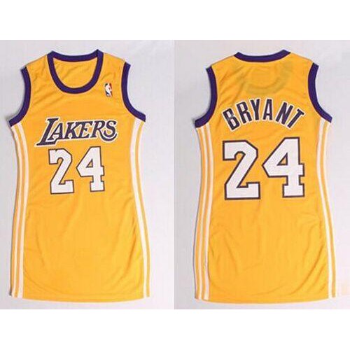 Los Angeles Lakers #24 Kobe Bryant Gold Dress Womens Stitched Jersey Womens