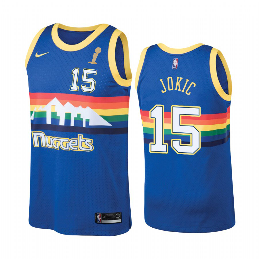 Nuggets #15 Nikola Jokic Hardwood Classic Blue 2023 Finals Patch Jersey
