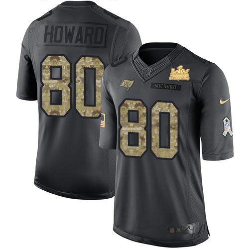 Tampa Bay Buccaneers #80 O. J. Howard Black Youth Super Bowl LV Champions Patch Stitched Limited 2016 Salute to Service Jersey Youth