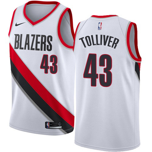 Portland Trail Blazers #43 Anthony Tolliver White Swingman Association Edition Jersey Mens