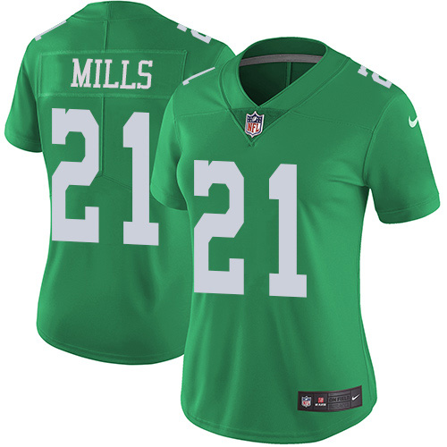 Philadelphia Eagles #21 Jalen Mills Green Women's Stitched Limited Rush Jersey Womens