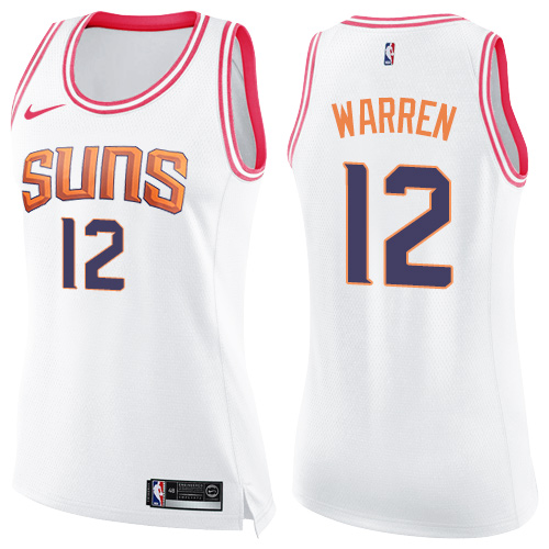 Phoenix Suns #12 T.J. Warren White/Pink Womens Swingman Fashion Jersey Womens