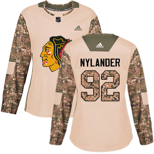 Adidas Chicago Blackhawks #92 Alexander Nylander Camo Authentic 2017 Veterans Day Women's Stitched Jersey Womens