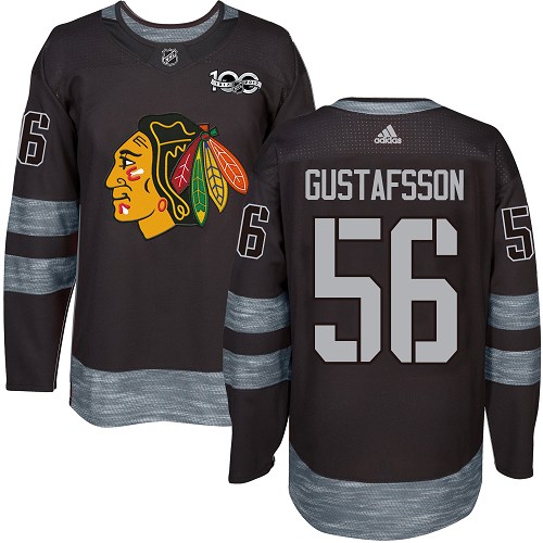 Adidas Chicago Blackhawks #56 Erik Gustafsson Black 1917-2017 100th Anniversary Stitched Jersey Men's