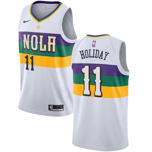 New Orleans Pelicans #11 Jrue Holiday White Swingman City Edition 2018/19 Jersey Mens