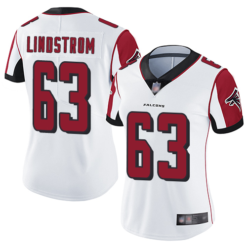 Atlanta Falcons #63 Chris Lindstrom White Women's Stitched Vapor Untouchable Limited Jersey Womens