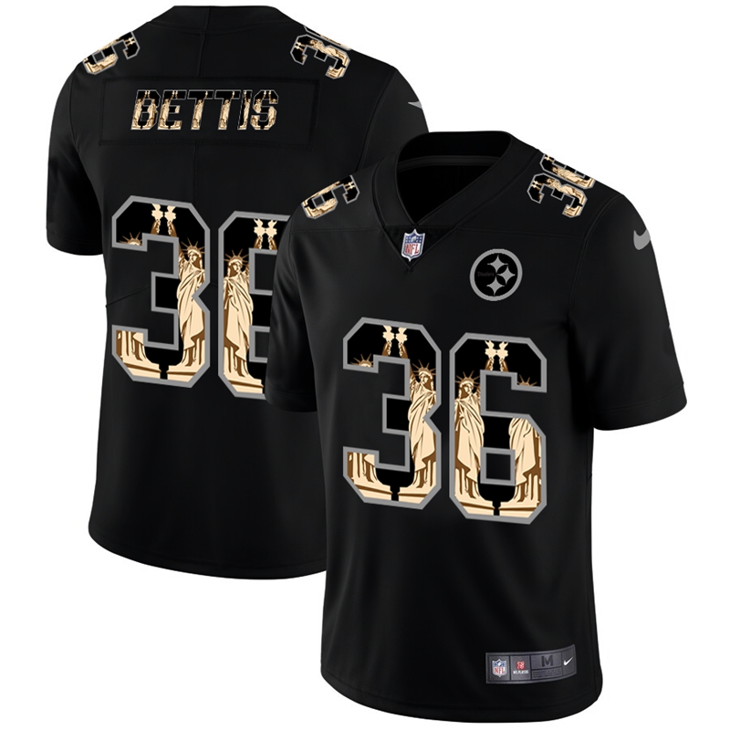 Pittsburgh Steelers #36 Jerome Bettis Carbon Black Vapor Statue Of Liberty Limited Jersey
