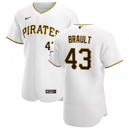 Pittsburgh Pittsburgh Pirates #43 Steven Brault Men's White Home 2020 Authentic Player Jersey Men's
