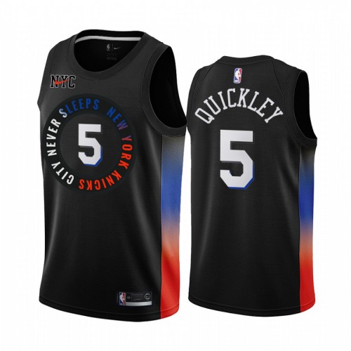 New York Knicks #5 Immanuel Quickley Black Womens Swingman 2020-21 City Edition Jersey Womens