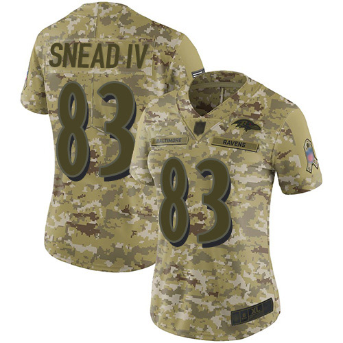 Baltimore Ravens #83 Willie Snead IV Camo Women's Stitched Limited 2018 Salute to Service Jersey Womens