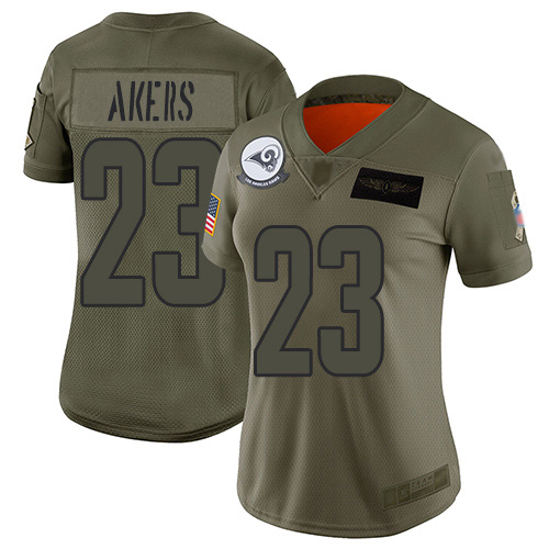 Los Angeles Rams #23 Cam Akers Camo Women's Stitched Limited 2019 Salute To Service Jersey Womens