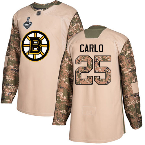 Adidas Boston Bruins #25 Brandon Carlo Camo Authentic 2017 Veterans Day Stanley Cup Final Bound Stitched Jersey Men's