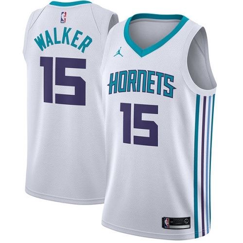 Charlotte Hornets #15 Kemba Walker White Womens Jordan Swingman Association Edition Jersey Womens
