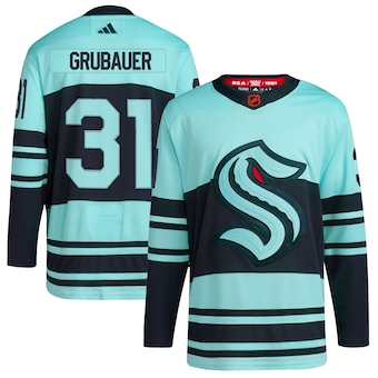 Seattle Kraken #31 Philipp Grubauer Men's Adidas Reverse Retro 2.0 Authentic Player Jersey - Blue