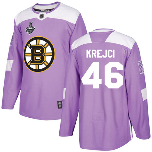 Adidas Boston Bruins #46 David Krejci Purple Authentic Fights Cancer Stanley Cup Final Bound Youth Stitched Jersey Youth